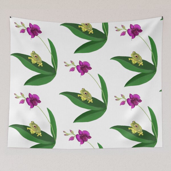Item preview, Australian Green Tree Frog on Cooktown Orchid designed and sold by Anne Fries.