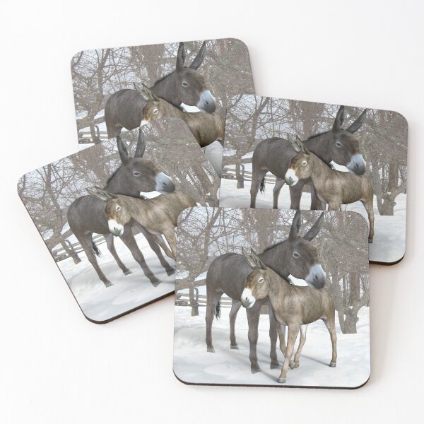 Item preview, Donkeys in the Winter snow, cute equine design designed and sold by LoneAngel.
