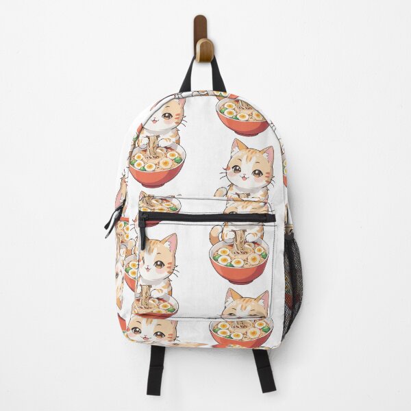 Aperçu de l'œuvre Chat Kawaii mangeant des Ramen créée et vendue par ColorFlick.