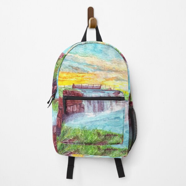 Item preview, sunrise waterfall watercolor designed and sold by Kikysart.