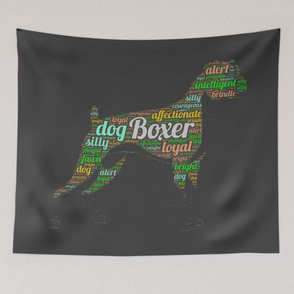 Item preview, Boxer Wordcloud for Darker Backgrounds designed and sold by WordsYouLove.