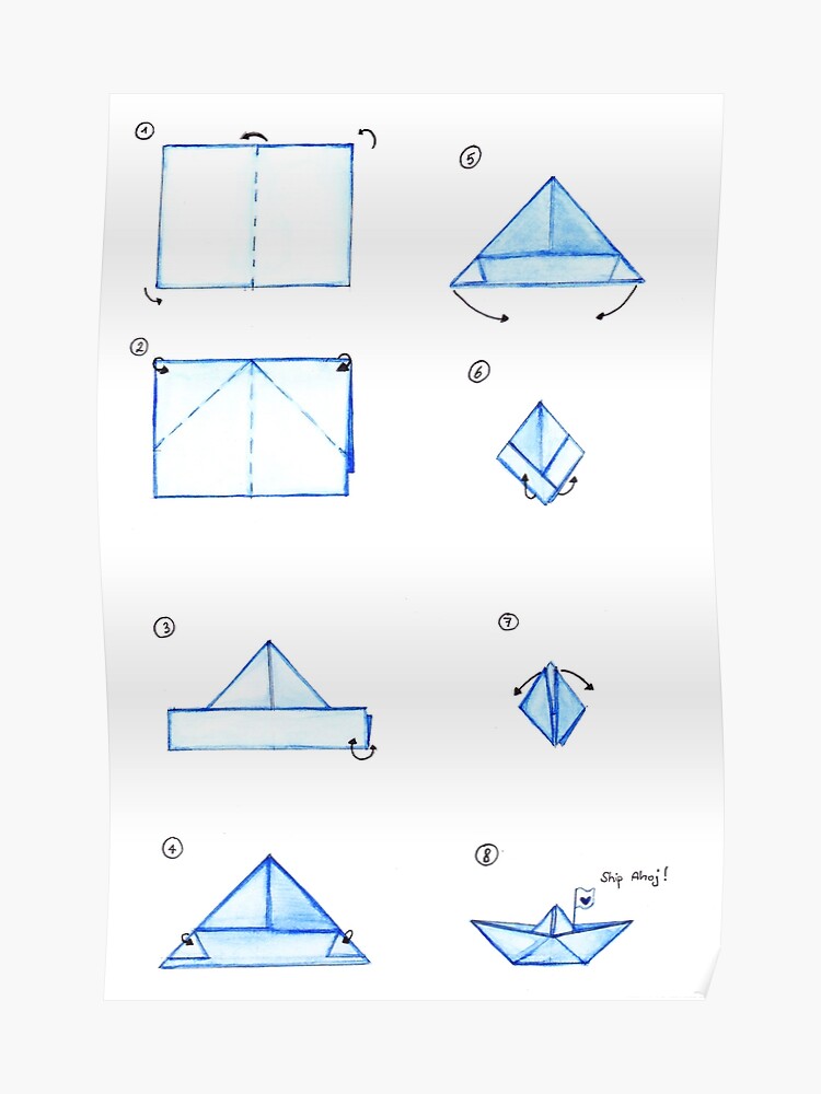 Origami Boat Tutorial Poster
