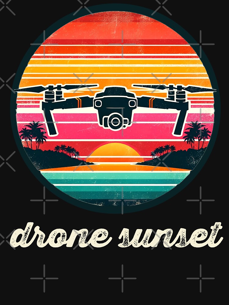 Thumbnail 7 of 7, Classic T-Shirt, Drone Sunset Retro designed and sold by Teesamust.