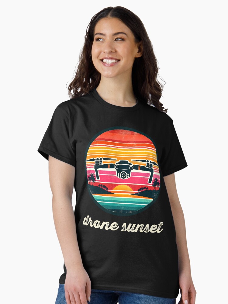 Thumbnail 2 of 7, Classic T-Shirt, Drone Sunset Retro designed and sold by Teesamust.