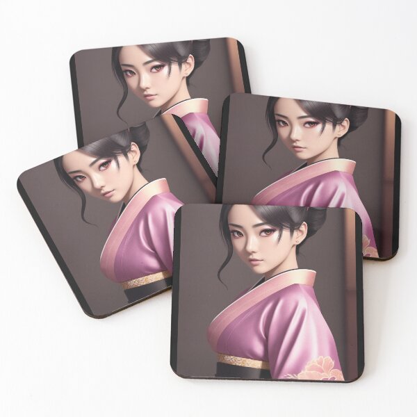 Item preview, kimono pink cute anime - japanese wall art designed and sold by Kimono Art  Collection.