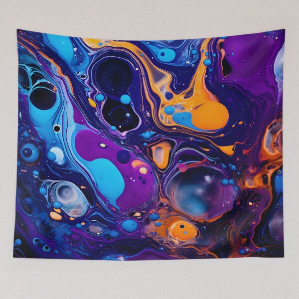 Item preview, Cosmic Dance of Blue and Orange Fluid Art designed and sold by VectorPlace.
