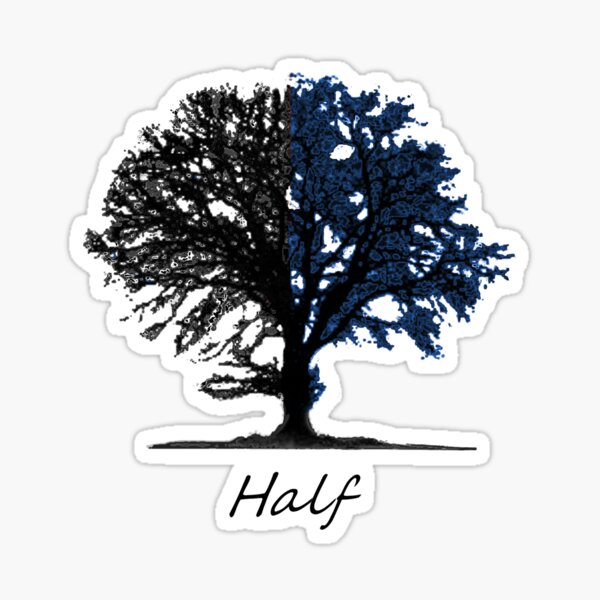 Half blue and black tree design Sticker