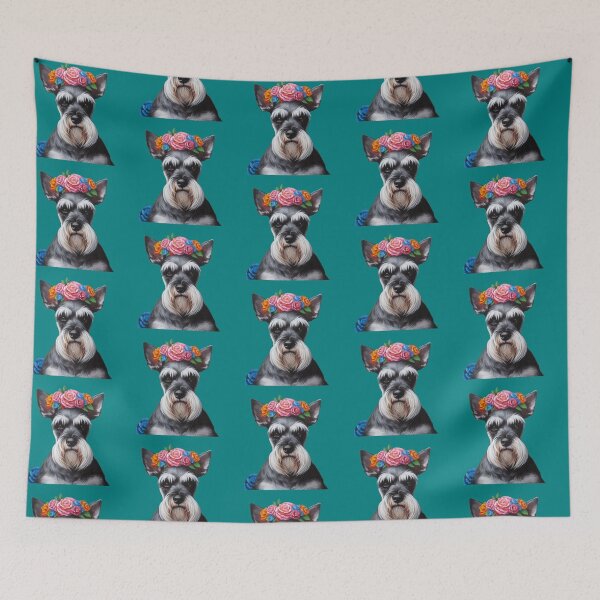 Item preview, Frida Kahlo Style Schnauzer designed and sold by barksandsqueaks.