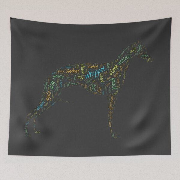 Item preview, Whippet Wordcloud for Darker Backgrounds designed and sold by WordsYouLove.