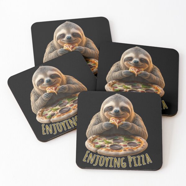 Item preview, Sloth eating pizza " colorful design of a sloth enjoying pizza. designed and sold by Obinne.