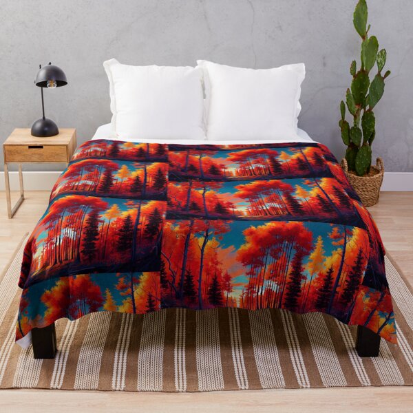 Item preview, Autumn sunset colorful forest painted designed and sold by HobertShoop.