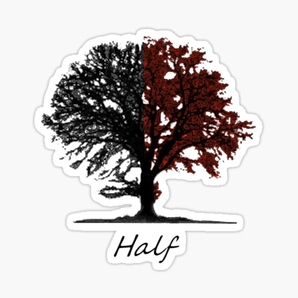 Half autumn colored tree with title Sticker