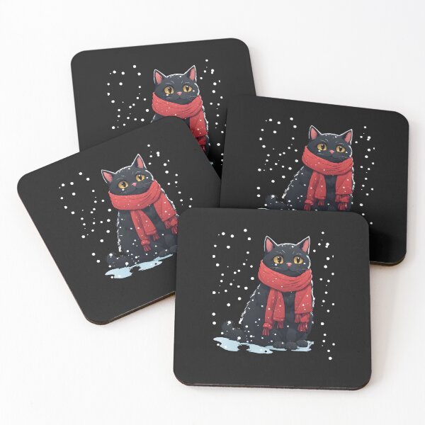 Item preview, Xmas black cat Xmas with red scarf designed and sold by Catophile.