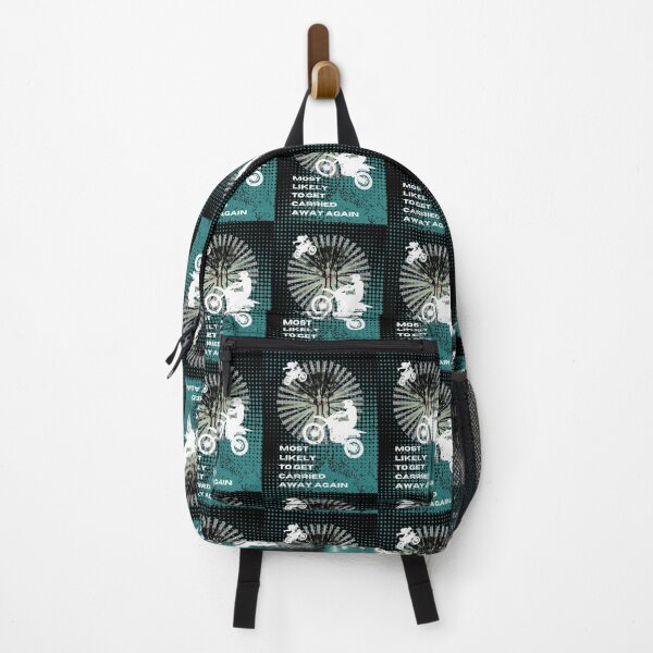 Item preview, Most Likely to Get Carried Away Again (Turquoise background) Motocross Lover designed and sold by bekksa.