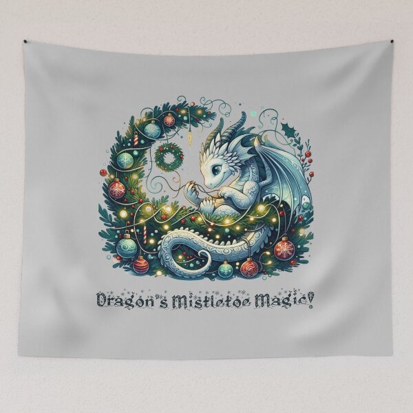Item preview, Enchanted Christmas Dragon in Festive Garland designed and sold by Hibiskusmond.