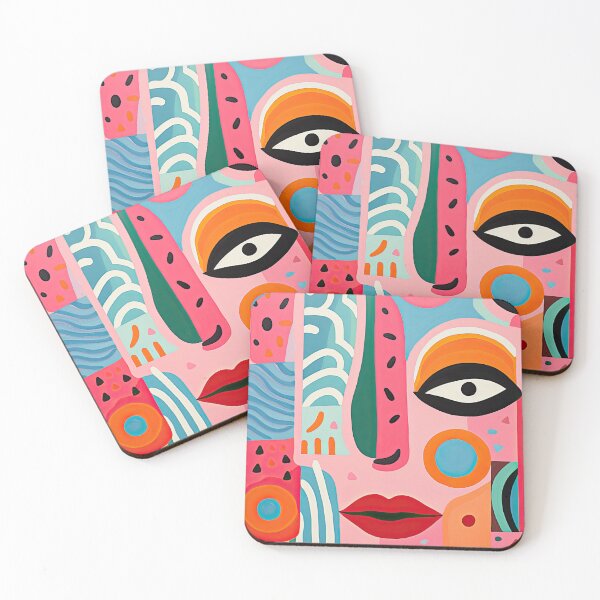 Item preview, Expressionist Face with Colorful Abstract Shapes designed and sold by GulDesignCo.