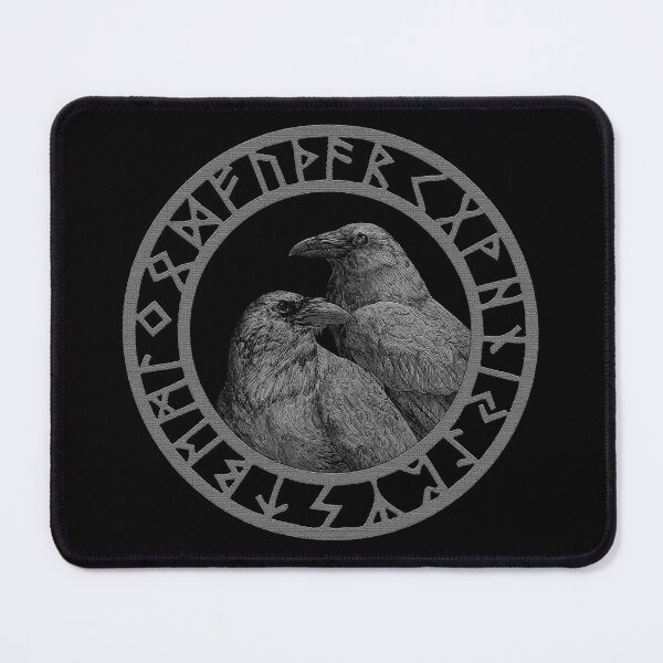 Item preview, Kopie von Odin Raven Huginn Muninn Germanic Viking Symbols Midgard Runes designed and sold by Stoffgiraffe.
