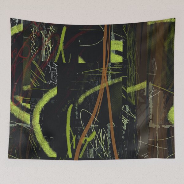 Item preview, "Illuminated Obscurity" - Black and Yellow Abstract Modern Art Original Artwork Digital Painting  designed and sold by pngrktes-art.