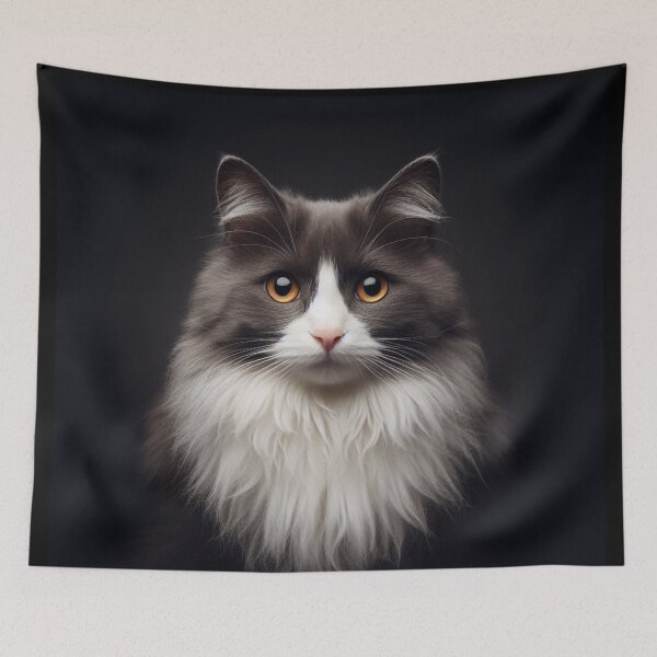 Item preview, Realistic Domestic Longhair (Gray) Pawtrait designed and sold by PawtraitRealism.