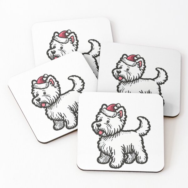 Item preview, Westie Santa Paws - Christmas Design - West Highland Terrier Santa Hat - Cartoon Dog Holiday Drawing designed and sold by Star-Fragment.