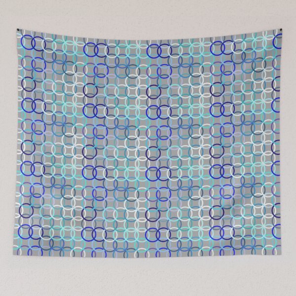 Item preview, Mid-Century Modern Circles, Grey, Blue and White designed and sold by Marymarice.