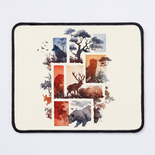 Item preview, Captivating Ukiyoe-Inspired Watercolour Art: Rectangular Animals Delight designed and sold by Doddlaix.