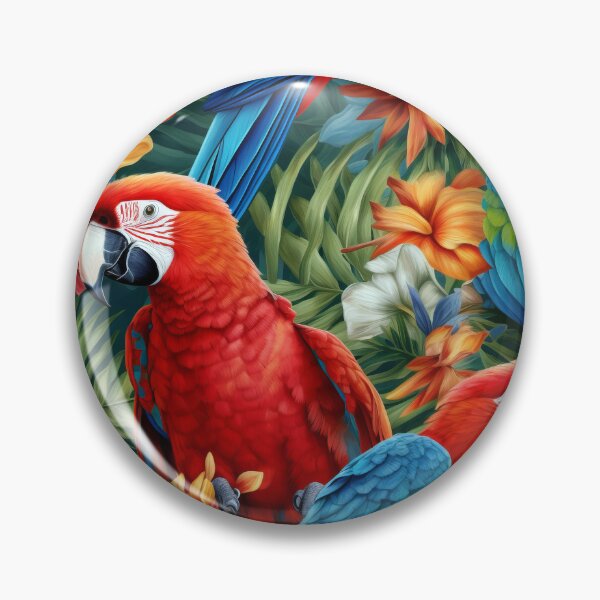 Item preview, Red Macaws and Hibiscus Flowers designed and sold by pinkal.