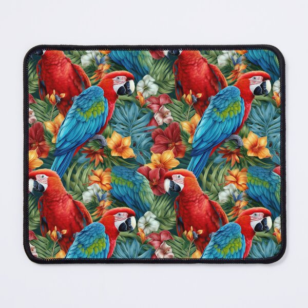 Item preview, Red Macaws and Hibiscus Flowers designed and sold by pinkal.
