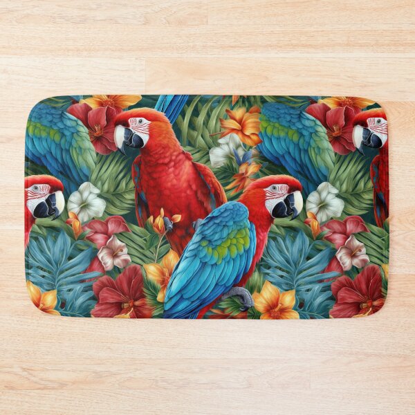 Item preview, Red Macaws and Hibiscus Flowers designed and sold by pinkal.