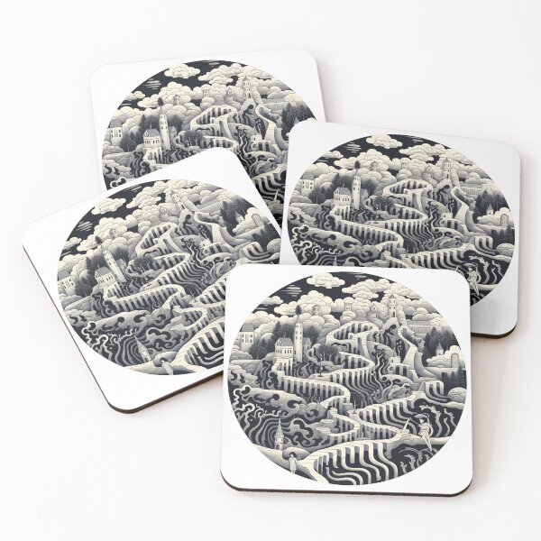 Item preview, M.C. Escher Style Village Scene designed and sold by ReverseBleach.