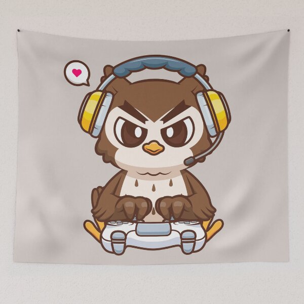 Item preview, Cute Owl Gaming Cartoon Vector Icon Illustration designed and sold by hjian8219.