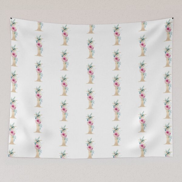 Item preview, Watercolor floral letter I with roses. Personalized Monogram. designed and sold by tapilipa.
