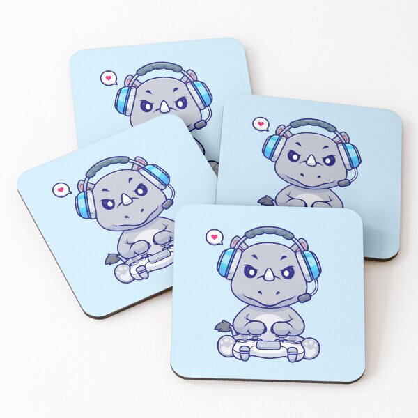 Item preview, Title: "Cute Rhino Gaming Cartoon Vector Icon Illustration" designed and sold by hjian8219.