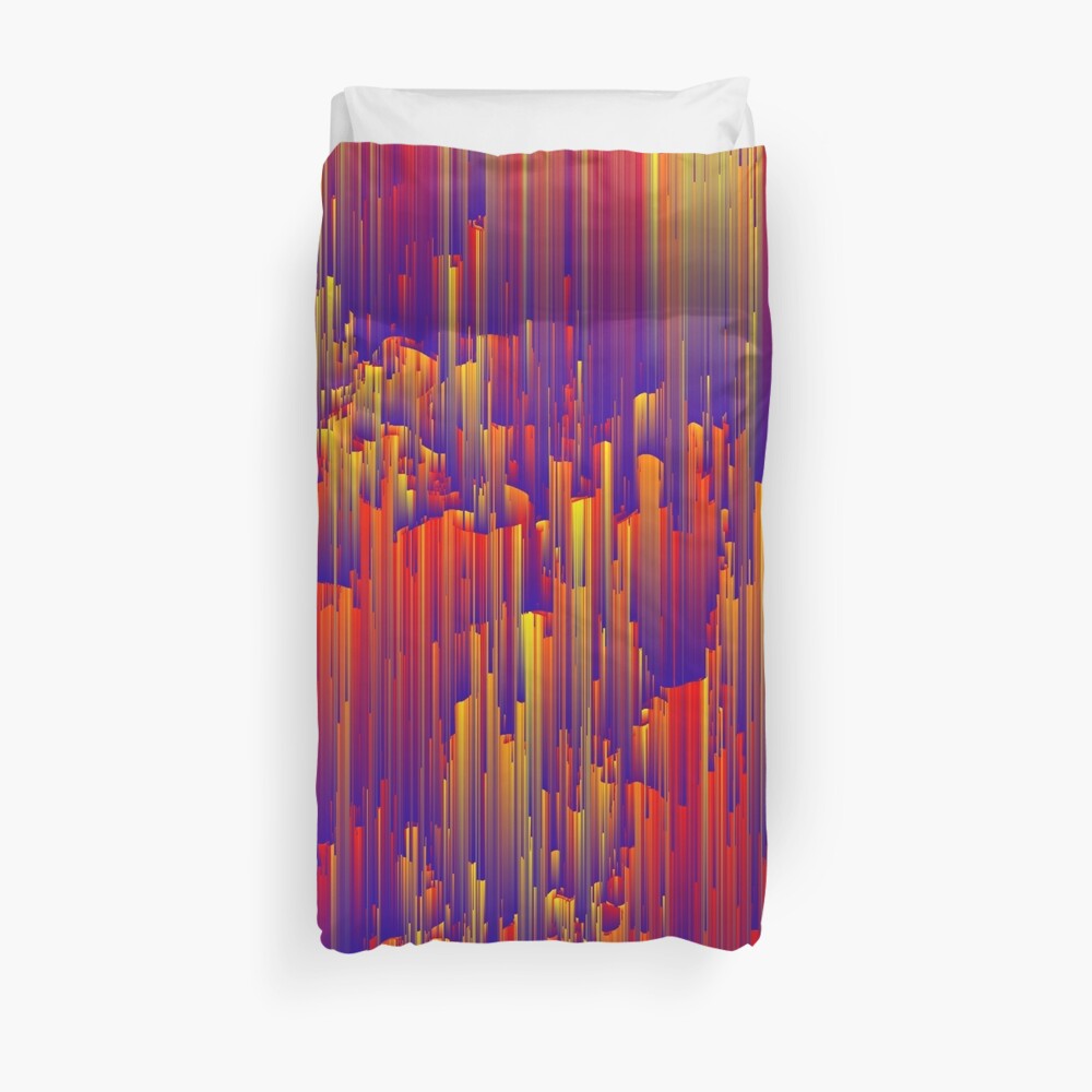Fiery Rain - Pixel Abstract Art Duvet Cover