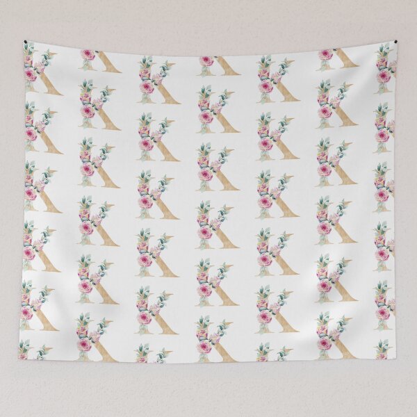 Item preview, Watercolor floral letter K with roses. Personalized Monogram. designed and sold by tapilipa.