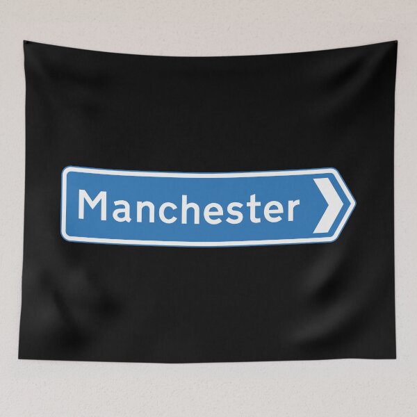 Item preview, Manchester Bound - Blue Motorway Sign designed and sold by WilliamsonMedia.
