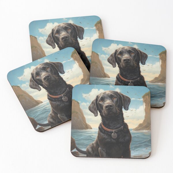 Item preview, black labrador retriever dog on the beach designed and sold by WallyPink.