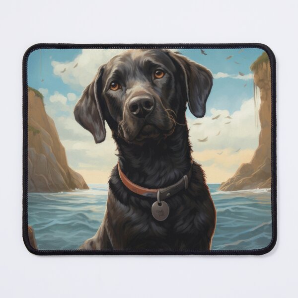 Item preview, black labrador retriever dog on the beach designed and sold by WallyPink.