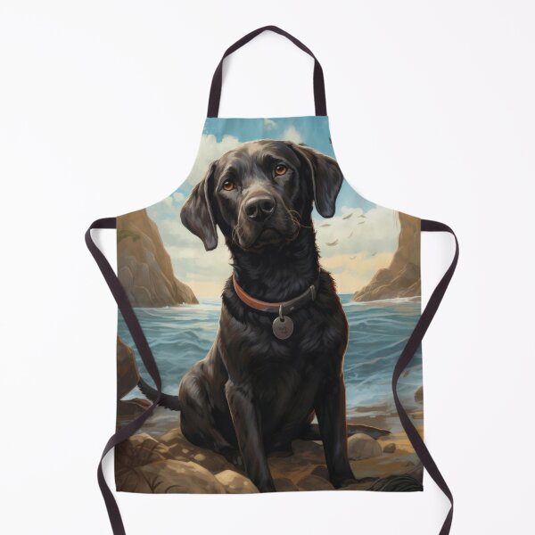Item preview, black labrador retriever dog on the beach designed and sold by WallyPink.