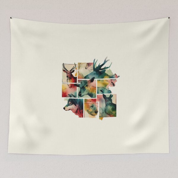 Item preview, Ukiyoe Wonders: Rectangular Animal Art in Watercolour Splendor designed and sold by Doddlaix.
