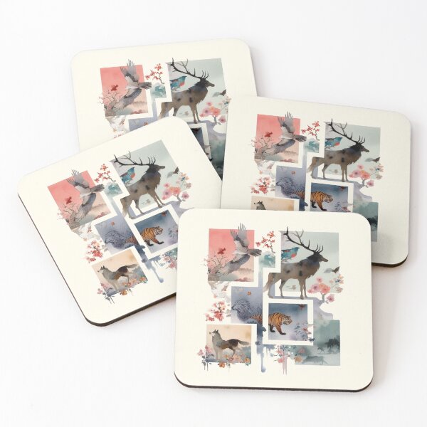 Item preview, Enchanting Rectangular Animals: Ukiyoe Watercolour Marvel designed and sold by Doddlaix.