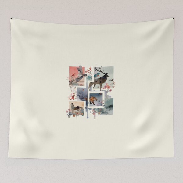 Item preview, Enchanting Rectangular Animals: Ukiyoe Watercolour Marvel designed and sold by Doddlaix.