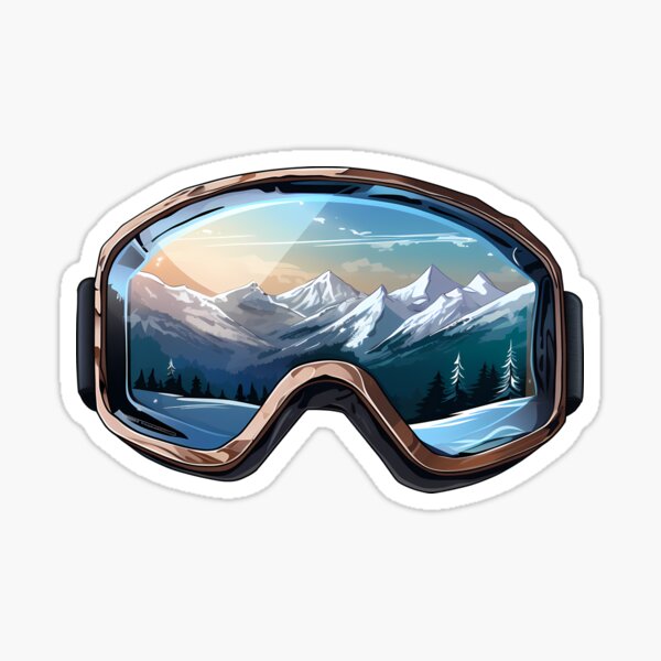 Snow Ski Goggles Mountain Stickers, Skiing Mask Blue Laptop Vinyl