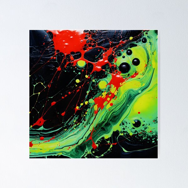 Item preview, Vibrant Acrylic Pour Abstract Art - Dynamic Red and Green Textures designed and sold by VectorPlace.