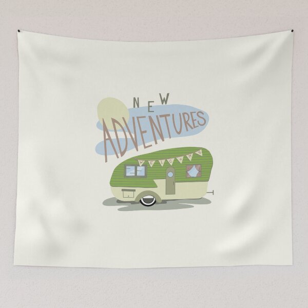 Item preview, New Adventures Welcome Vintage Camper Canned Ham designed and sold by Holly Schindler.