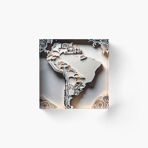 Aperçu de l'œuvre Amérique du Sud papercut blanc créée et vendue par coolsima.