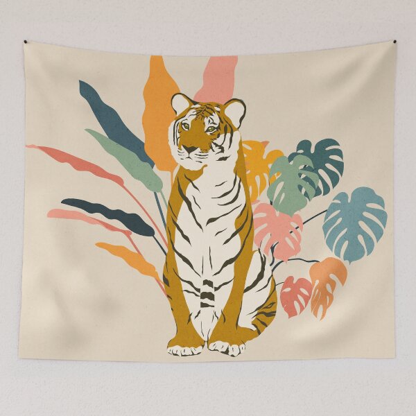 Item preview, Colorful Tiger Jungle Illustration designed and sold by Megs Lang.