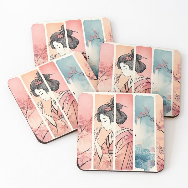 Item preview, Ukiyoe Harmony: Rectangular Geysha Watercolour Delight designed and sold by Doddlaix.