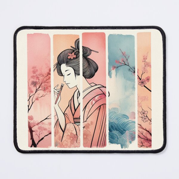 Item preview, Ukiyoe Harmony: Rectangular Geysha Watercolour Delight designed and sold by Doddlaix.