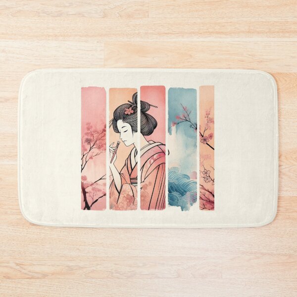 Item preview, Ukiyoe Harmony: Rectangular Geysha Watercolour Delight designed and sold by Doddlaix.